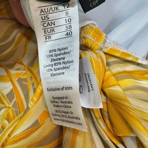Niptuck Swimsuit Gold Yellow Floral Palm Print Multifit Cup Women 8 NWT - Picture 15 of 16